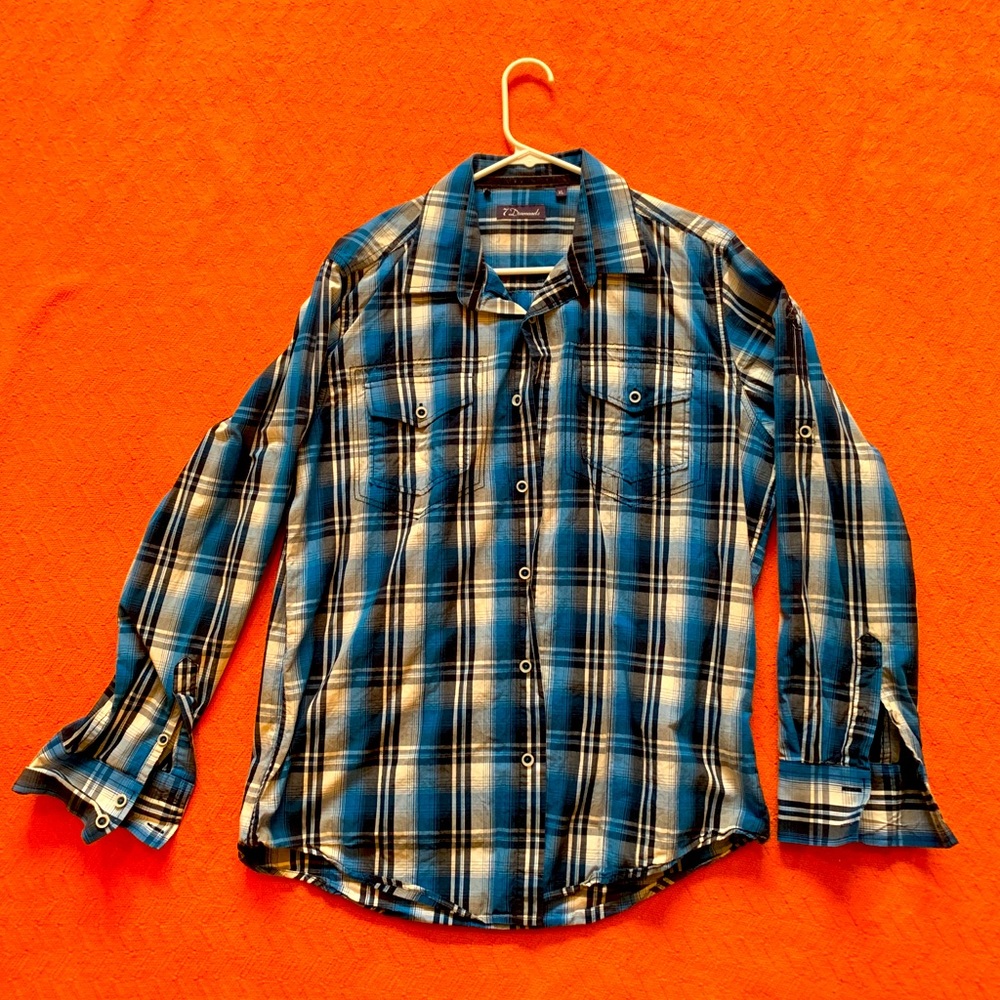 7 Diamonds XL Blue Button Down